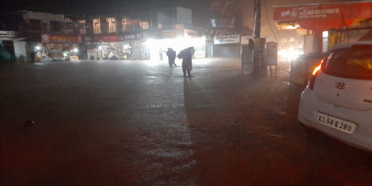 കണ്ണവം വനത്തിൽ ഉരുള്പൊട്ടല്; നെടുംപൊയില് ടൗണില് വെള്ളം കയറി; നാല് കുടുംബങ്ങള് ഒറ്റപ്പെട്ടു